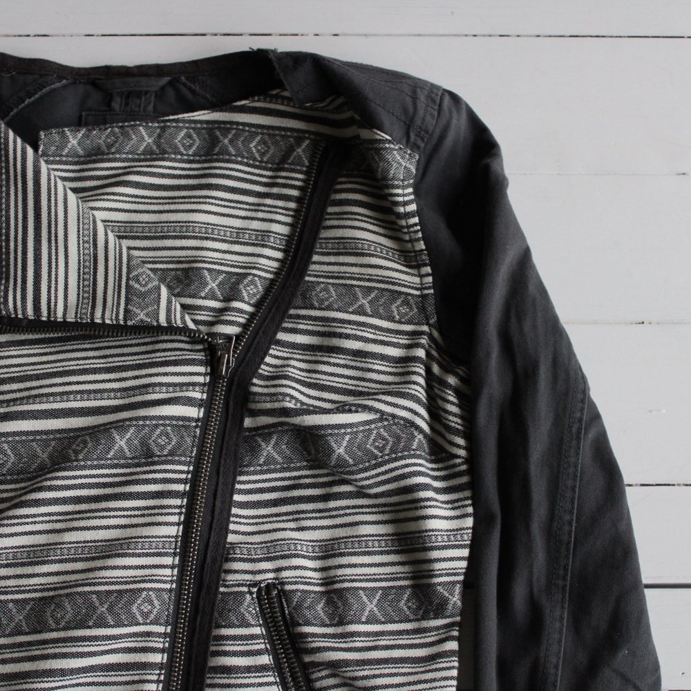 Grey Patterned Motorcycle Jacket